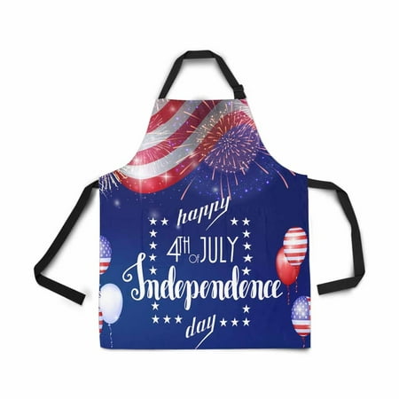 

ASHLEIGH 4th of July American Independence Day with Fireworks Apron for Women Men Girls Chef with Pockets Fourth of July Bib Kitchen Cook Apron for Cooking Baking Gardening Pet Cleaning