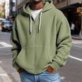 thumbnail image 3 of Waffle Knit Hoodies for Men Full Zip Sweatshirt Hooded Cardigan with Pocket Loose Fit Drawstring Athletic Jackets, 3 of 7
