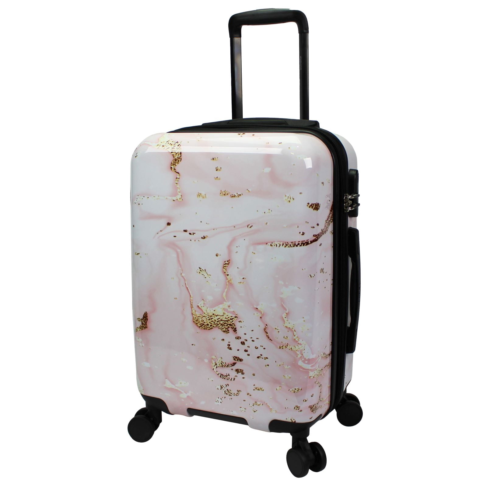 World Traveler Dejuno Pink Marble 3-Piece Expandable Spinner Luggage Set
