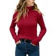 thumbnail image 4 of DuoJiaJ Womens' Turtleneck Long Sleeve Knit Sweaters Fall Plus Size Tops Red XXL, 4 of 5