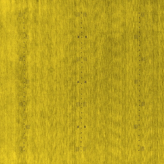 Ahgly Company Machine Washable Indoor Square Abstract Yellow Contemporary Area Rugs, 8' Square