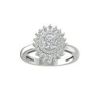 ARAIYA FINE JEWELRY 10K White Gold Lab Grown Diamond Halo Engagement Ring (1 cttw, D-F Color, VS1 Clarity) Size 6