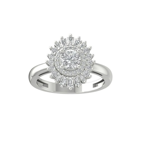 ARAIYA FINE JEWELRY 14K White Gold Diamond Halo Engagement Ring (1 cttw, I-J Color, I2-I3 Clarity) Size 5