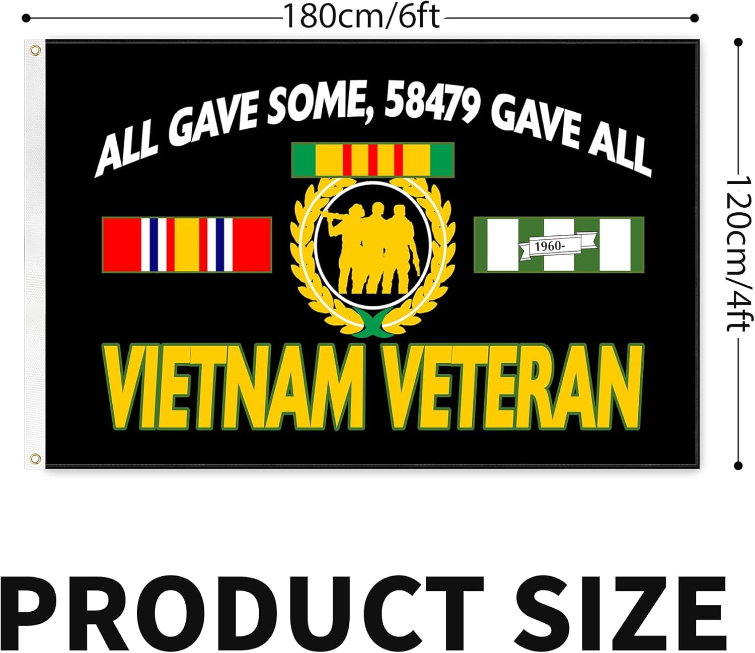 Lanola 3ply Vietnam Veteran Flag All Gave Some Gave All Flags 3x5 Ft Double Layers Heavy Duty Durable Large Flag Banner Outdoor Indoor Decorations with 2 Brass Grommets
