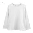 thumbnail image 1 of Camiseta de mujer Blusa suelta de manga larga de color sólido Blusa tipo sudadera, Blanco, L kenally AP001130-06, 1 of 7