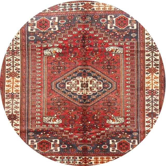 Ahgly Company Tapis d'Intérieur Lavables en Machine, Ronds, Traditionnels, en Cuivre Léger, Ronds de 3'