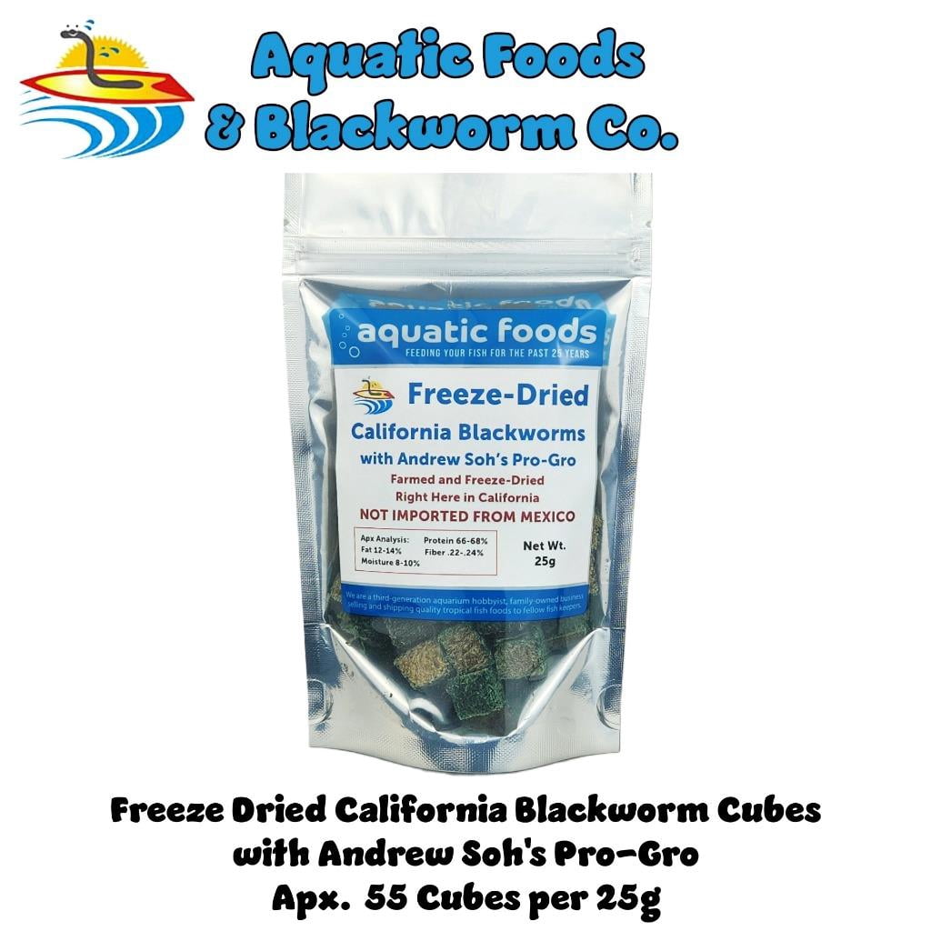 California Blackworms as Freeze Dried with Andrew Soh's Pro-Growth for Discus, Cichlids, All Tropical Fish. Farmed and Freeze Dried in California USA! - 25 Grams