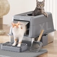 thumbnail image 1 of Caja de arena para gatos Rywell de acero inoxidable XL con accesorios, 1 of 8