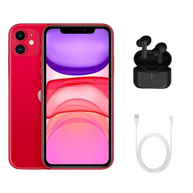 Apple iPhone 11 A2111 Reconditionné (Entièrement Débloqué) 64 Go Rouge (Grade A) avec Écouteurs Sans Fil