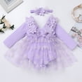 thumbnail image 3 of FYMNSI Baby Girls Long Sleeve Lace Princess Tutu Dresses Infant 3D Floral Tulle Romper Dress Toddler Purple Clothes 18-24 Months, 3 of 10
