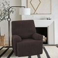 thumbnail image 5 of TOPCHANCES Stretch Recliner Chair Covers, 4 Pieces Jacquard Fabric Armhair Loveseat Slipcover, Non-slip Couch Protector, Friendly to Pets (Chocolate, For Armhair ), 5 of 12