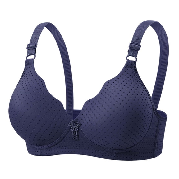 YUGYXL Womens Wireless Bras V Neck Comfortable Bralette Supportive Tshirt Bra No Underwire Seamless Push Up Everyday Bras Navy XL(42/92BC)