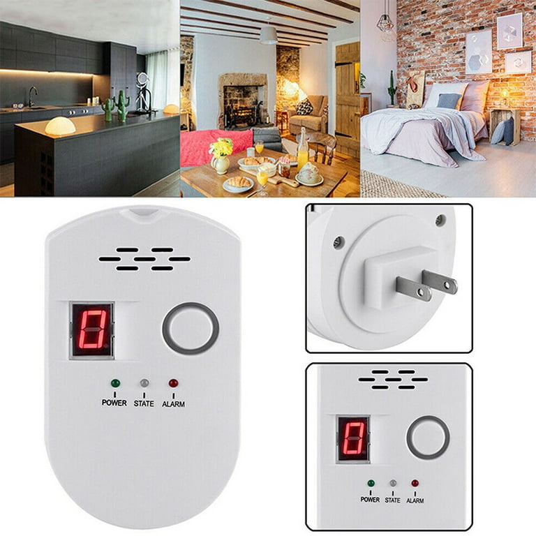VGEBY Propane/Natural Digital Gas Detector Plug-in with Digital Display,  High Sensitivity Propane / Methane / LPG / LNG / Butane / Combustible  Natural Gas Leak Detection Alarm Monitor Sensor for Home Kitchen 