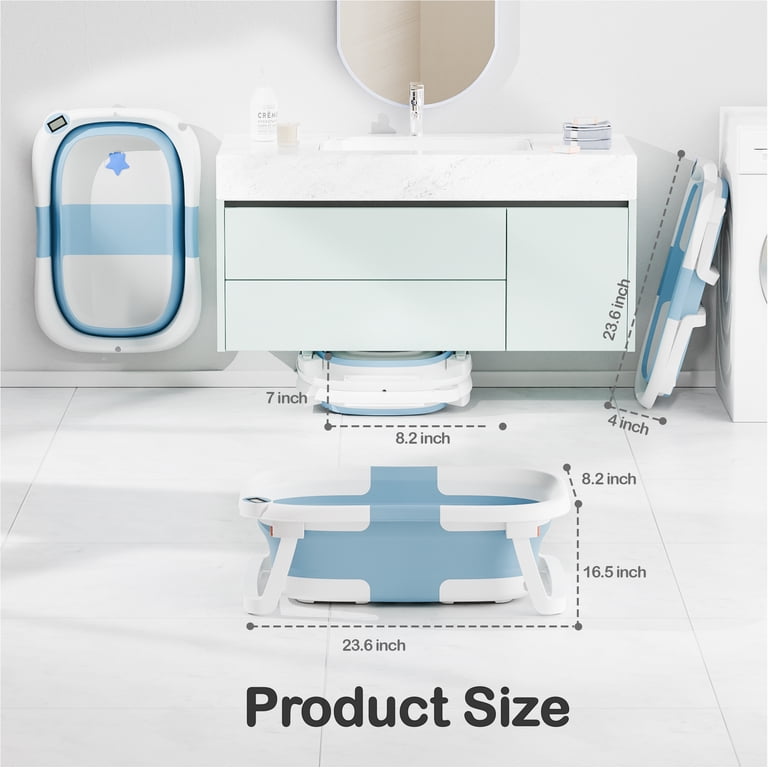 Foldable Baby Bathtub with Thermometer and Soft Net photo 4