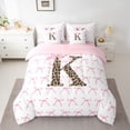 thumbnail image 2 of Castle Fairy Female Men Adults Personalized Initial Bowtie K Bedding Comforter Set 7 Pieces,Animal Cheetah Print Full Bedding Set Lightweight,Dreamy Princess Fitted Sheet Flat Sheet, 2 of 8