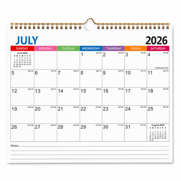 2026-2027 Wall Calendar, 18 Month Monthly Planner July 2026 to December 2027, Large Note Blocks for Home Office, 14.57 x 11.42 in