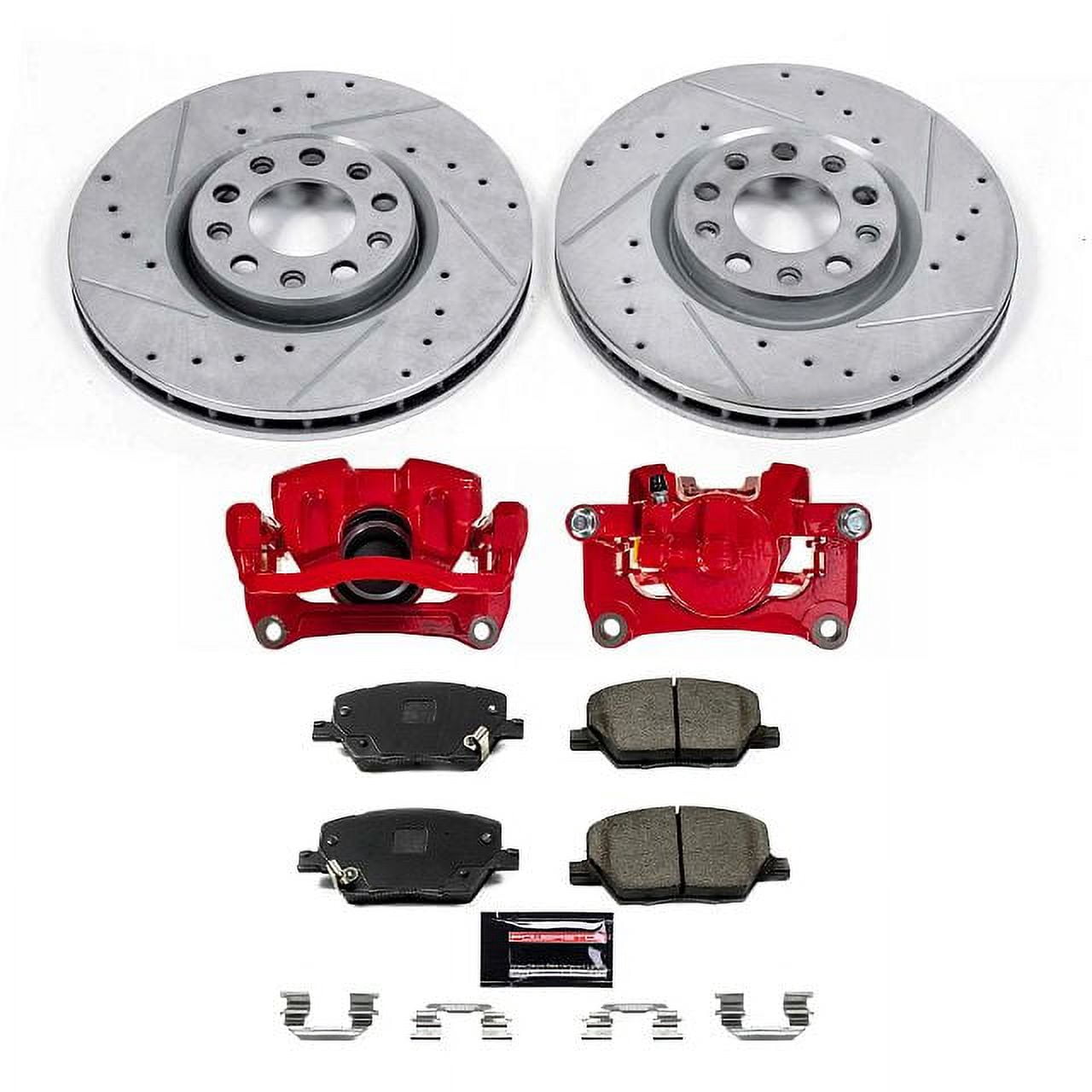 PowerStop Front Z23 Evolution Sport Brake Pad and Rotor Kit with Red Powder Coated Calipers Fits: FIAT JEEP Select Models KC7299