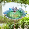 thumbnail image 3 of Glass Bird Bath Outdoor Birdbaths Garden Birdfeeder with Metal Stake Green(Height:26ih), 3 of 7