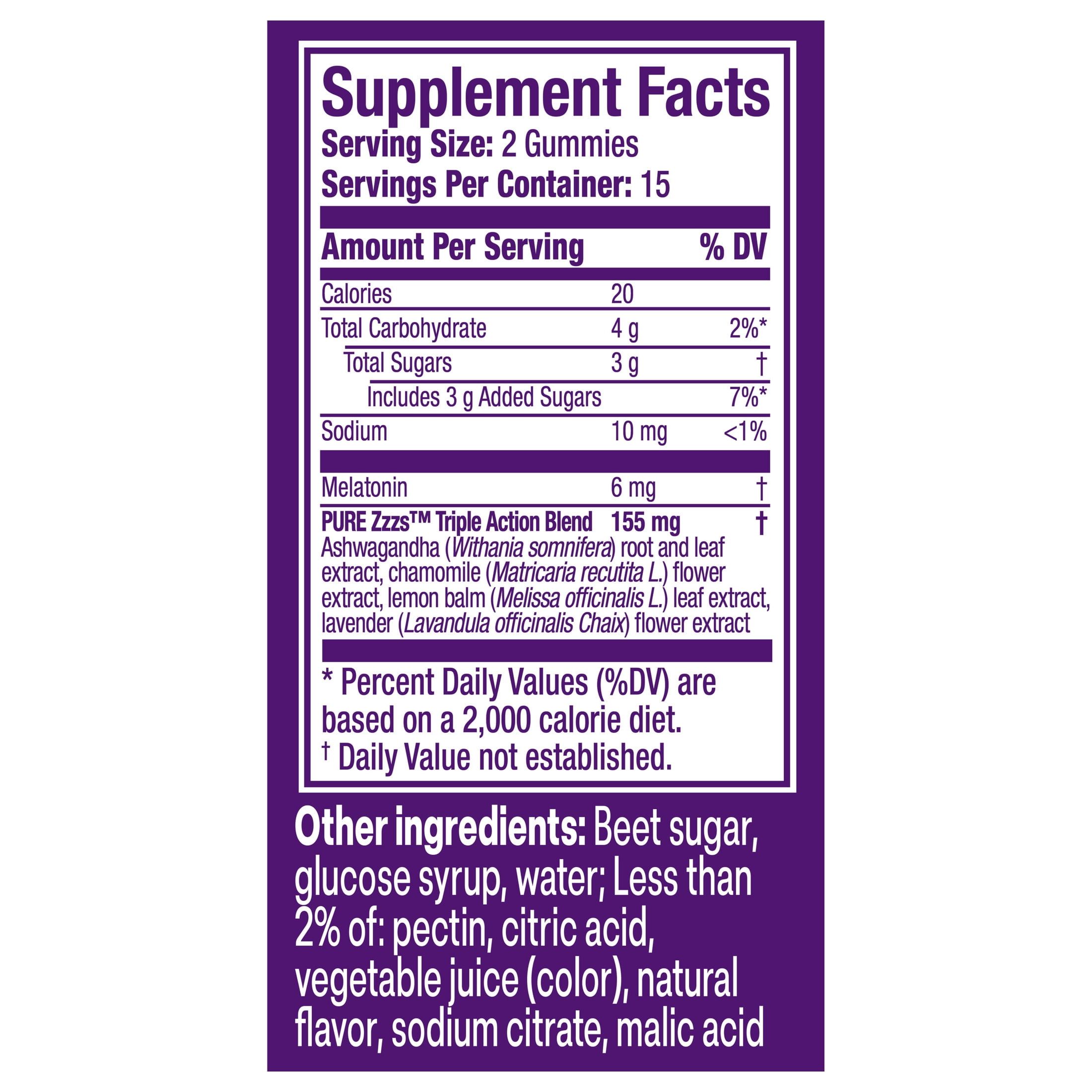 (3 pack) ZzzQuil PURE Zzzs Melatonin Triple Action with Ashwagandha, Melatonin 6mg, 30 Gummies