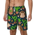 thumbnail image 2 of Uemuo Cute Hedgehogs Cactus Blue Pattern Mens Swim Trunks Quick Dry Board Shorts with Mesh Lining, Stretch Beach Shorts Quick Dry No-Chafing Board Shorts-Medium, 2 of 9