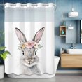 thumbnail image 6 of No Hook Shower Curtain with Snap in Liner, Easter Grey Rabbit Floral Garland Waterproof Bath Curtain Double Layers with See Through Top Window, Farm Bunny Colorful Wreath Shower Curtains 72x84in, 6 of 9