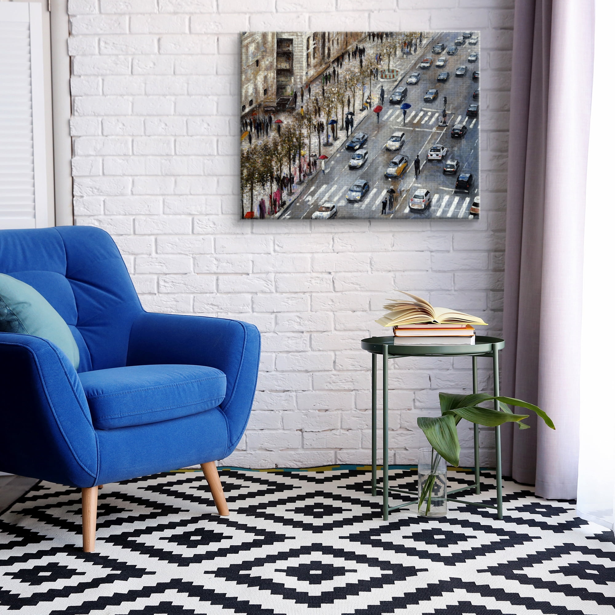 Champs Elysees, France Busy City Street Scene by Emily Williams Canvas Art Print 22" x 28"