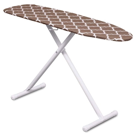 Mabel Home T-Leg Adjustable Height Ironing Board with Light-Brown/White Patterned Cotton Cover, Extra