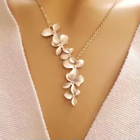 HOOUN Elegant Clavicle 925 Silver Flower Pendant Necklace Chain Women Wedding Jewelry-#1