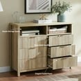 thumbnail image 5 of OAKHAM 6 Drawer Dresser, Fluted Wide Chest of Drawers for Bedroom Living Room, Sunwashed Ash Oak, 5 of 7