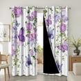 thumbnail image 2 of Flower Butterfly Blackout Thermal Insulated Curtains, Purple Floral Spring Botanical Curtain Rural Top Grommet Window Treatments For Bedroom Living Room Decor 42"W x 96"L (Pack of 2), 2 of 6