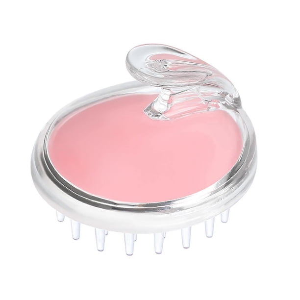 Cepillo masajeador de cuero cabelludo de silicona suave para champú, para una limpieza profunda de la raíz y el crecimiento del cabello (rosa)