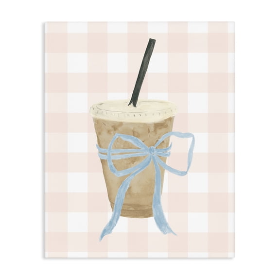 Stupell Industries Iced Coffee on Gingham Canvas Wall Art, design by Lucille Price