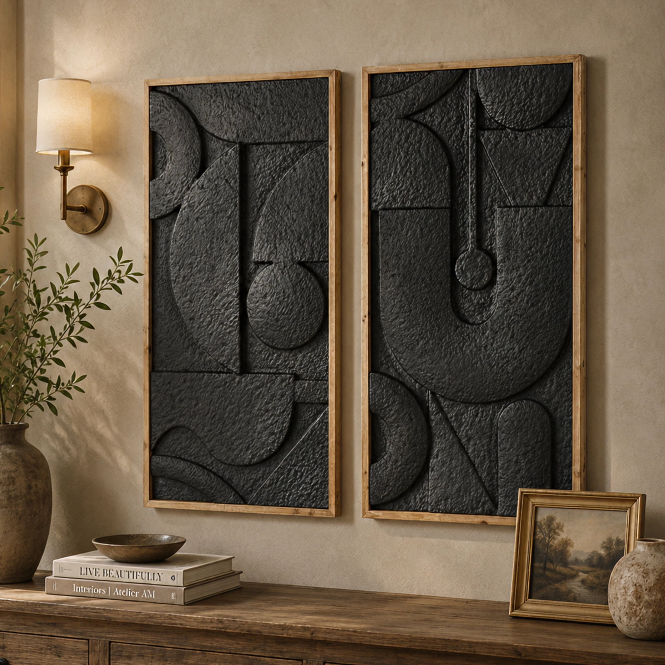 DecMode Black Metal Geometric Wall Decor (2 Count)