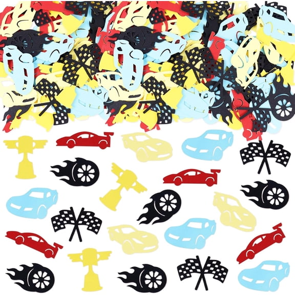 120PCS Race Car Confetti Sparkling Table Confetti Flag Racing Selected Racing Theme, Car Theme Party Supplies Baby Shower Boy Birthday Party Wedding Festival Decoration 