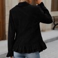 thumbnail image 7 of Cmtiyu Ruffled Jackets for Women Long Sleeve Lapel Button Down Black Corduroy Jacket Dressy Casual Lightweight Fall Jacket S-3XL, 7 of 7