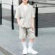thumbnail image 2 of Odeerbi Niños Vestido Formal Traje Manga Corta Muesca Solapa Blazer Chaqueta + Traje Pantalones Cortos Trajes de Verano Conjunto, 2 of 8