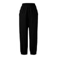 thumbnail image 5 of Cavosen Women Hiking Pants Baggy Low Waist Trousers with Pockets Solid Palazzo Elastic Waist Bottoms Windbreaker Clothes, 5 of 5