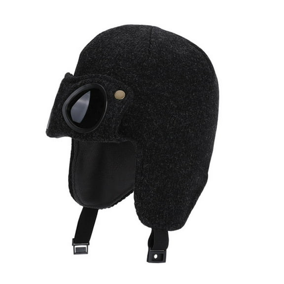 SGFCWSX Boys Girls Winter Trapper Hat with Earflap Kids Outdoor Warmer Knit Windproof Caps Black Size 6-13 Years