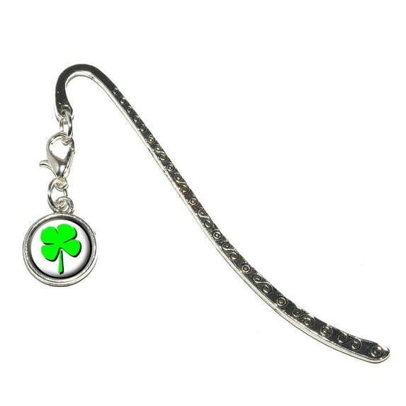 Four Leaf Clover - Irish Metal Bookmark with Charm