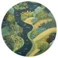 thumbnail image 2 of Round Grid Placemat ,One Sizex6, Round Placemat, PVC Plate Mat，15.4 Inch Non-Slip and Heat Resistant, Table Placemat, Dining Room Placemat Green River and Trees, 2 of 7