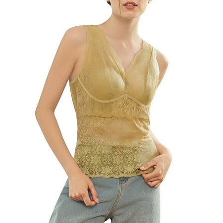DuoJiaJ Long Length Lace Backless Bra With Built In Pads For Women Breathable And Thin For Summer Womens Casual Ribbed Knit Tank Tops