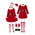 thumbnail image 2 of Christmas Costumes， Velvet Dress， Red Christmas Dress Set for Holiday Party and Gift Giving Christmas Costumes Elf Outfits Christmas Dress Up Festive Role Play Cosplay Clothes Seasonal Celebrations, 2 of 9