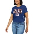 thumbnail image 4 of Women's WEAR by Erin Andrews Royal New York Giants Lace Up Side Modest Cropped T-Shirt, 4 of 4