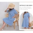 thumbnail image 2 of Denim Dress for Women 2026 Casual Tulle Short Sleeve Button Jean Midi Dress with Pockets, 2 of 5