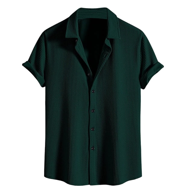 pstuiky Camisa de manga corta para hombre, Camisa informal de manga corta con solapa de color liso para hombre camisas casuales para hombre xl