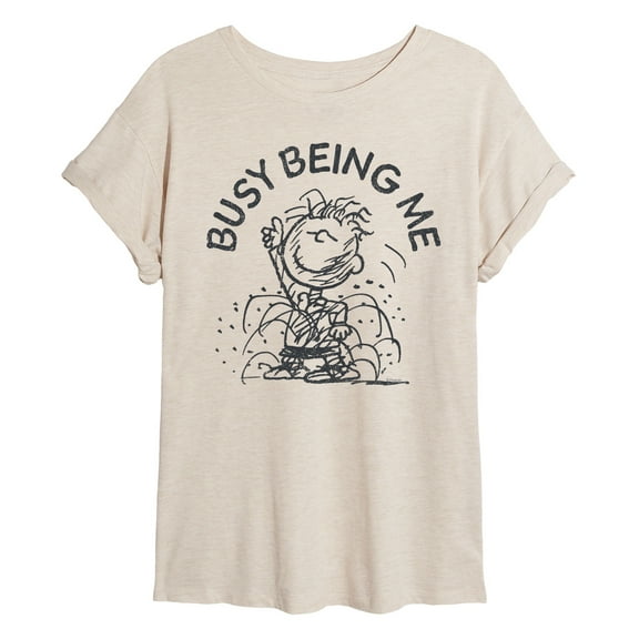 Peanuts - Busy Being Me Pigpen - Juniors Oversized Graphic T-Shirt