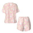 thumbnail image 6 of "Wukai Rabbit Sunflower Women's Pajama Set - Short-Sleeve Top and Shorts with Elastic Waistband and Pockets for Loungewear, Yoga, and Casual Wear-3X-Large, 6 of 8