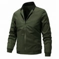 thumbnail image 2 of Miluxas Men's Bomber Jacket Lightweight Casual Windbreaker Zip Up Coat with Pocket Army Green, 2 of 9
