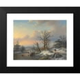 thumbnail image 2 of Jan Jacob Coenraad Spohler 14x12 Black Modern Framed Museum Art Print Titled - Wood Gatherers on the Ice (1861), 2 of 5