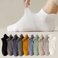 thumbnail image 4 of harmtty Solid Color Boat Socks 1 Pair Men Boat Socks Low-cut Cotton Solid Color High Elasticity Anti-slip Soft Sweat-absorption Anti-shrink Sports Short Socks White, 4 of 8